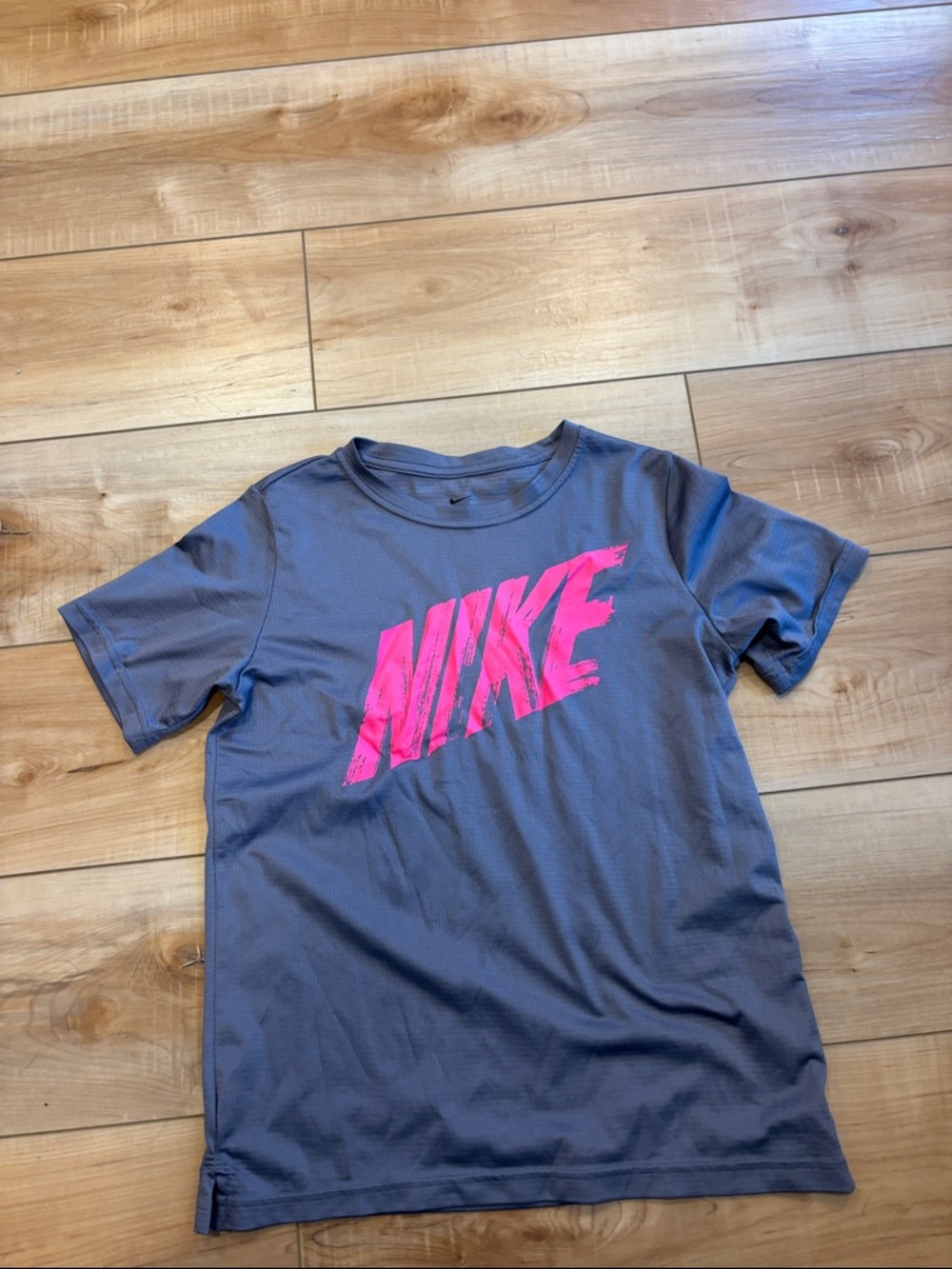 Nike Short Sleeve Tee in Slate Blue with Hot Pink Logo